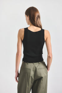 Dakota Compact Knit Tank Top - Black