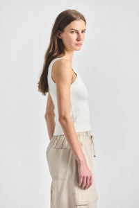 Dakota Compact Knit Tank Top - Marshmallow