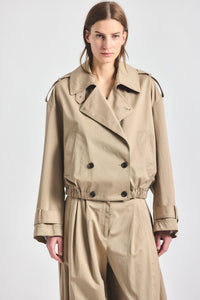 Emilio Cropped Trench Coat - Latte
