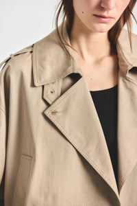 Emilio Cropped Trench Coat - Latte