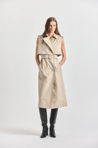 Reign Sleeveless Trench Dress - Oyster Gray