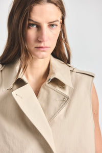Reign Sleeveless Trench Dress - Oyster Gray