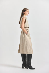 Reign Sleeveless Trench Dress - Oyster Gray