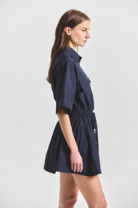 Sabrina Short Sleeve Shirt Dress - Dark Navy