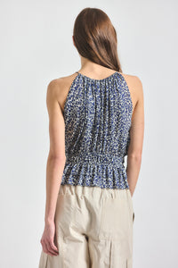 Avery Smocked Sleeveless Top - Marshmallow/Navy