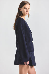 Weston Cropped Cardigan - Navy