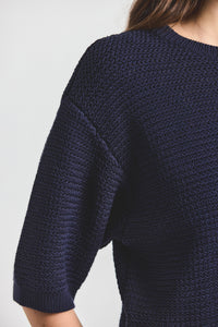 Madison Short Sleeve Sweater - Navy