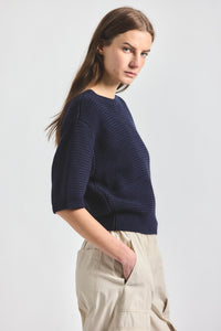 Madison Short Sleeve Sweater - Navy