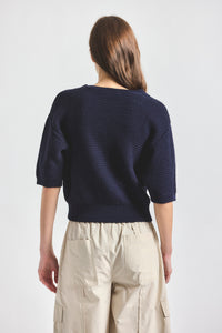 Madison Short Sleeve Sweater - Navy