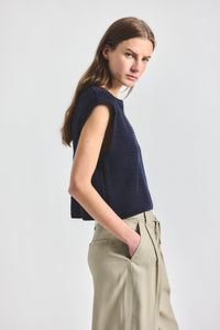Vivienne Sleeveless Sweater - Navy
