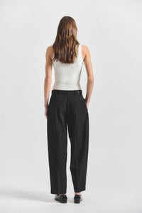 Asher Pleated Suiting Trouser - BLACK