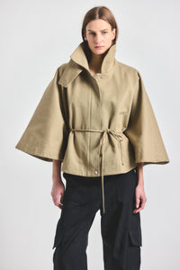 Collins Belted Capelet - KHAKI