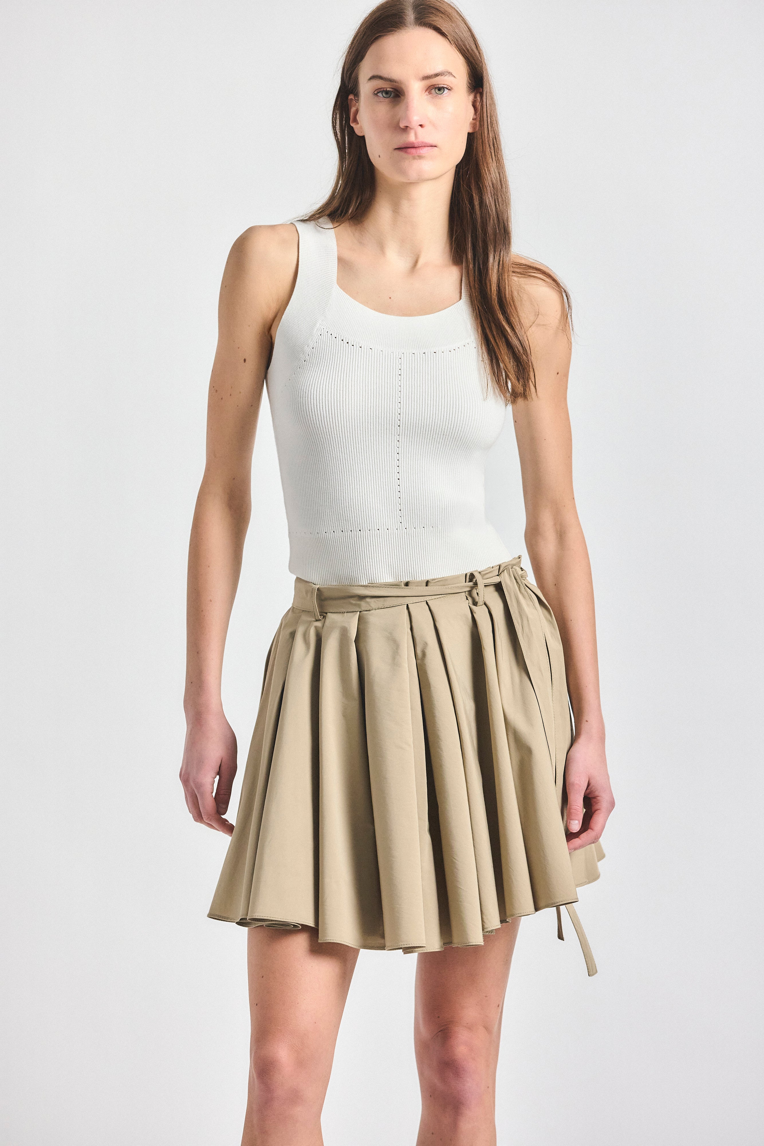 Joshua Pleated Mini Skirt - KHAKI – Derek Lam
