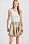 Joshua Pleated Mini Skirt - KHAKI