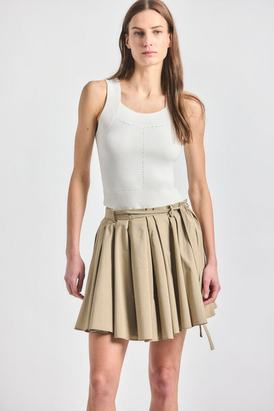 Joshua Pleated Mini Skirt - KHAKI – Derek Lam