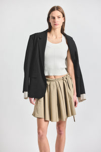 Joshua Pleated Mini Skirt - KHAKI