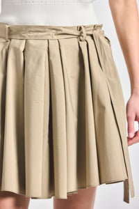 Joshua Pleated Mini Skirt - KHAKI