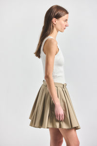 Joshua Pleated Mini Skirt - KHAKI