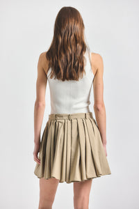 Joshua Pleated Mini Skirt - KHAKI