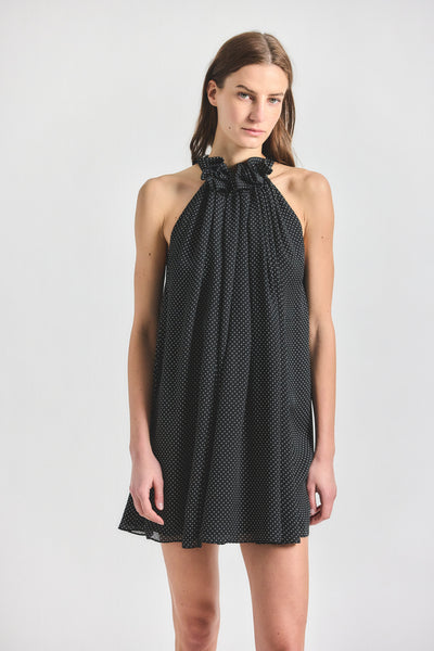 Sadie Trapeze Mini Dress - BLACK/MARSHMALLOW – Derek Lam