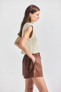 Louise Faux Leather Short - CAPPUCCINO