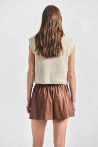 Louise Faux Leather Short - CAPPUCCINO