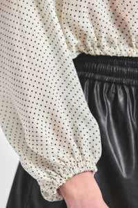 Emily Tie Neck Blouse - MARSHMALLOW/BLACK