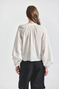 Zoey Balloon Sleeve Top - MARSHMALLOW