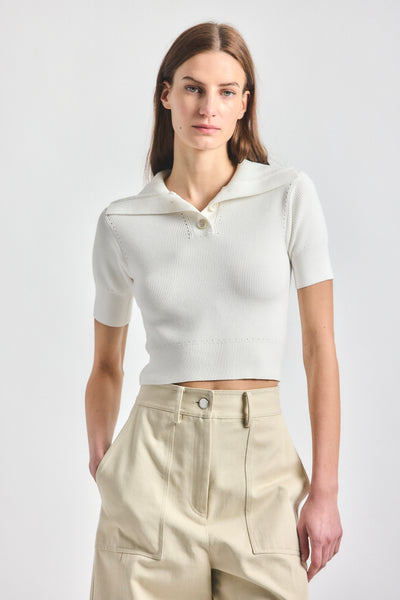 Antonella Short Sleeve Knit - MARSHMALLOW – Derek Lam