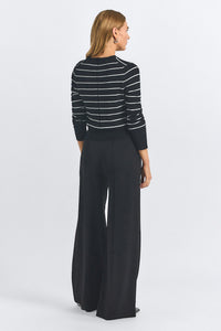 Tempest Wide Leg Knit Trouser-Black