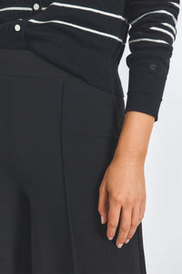 Tempest Wide Leg Knit Trouser-Black