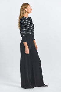 Tempest Wide Leg Knit Trouser-Black