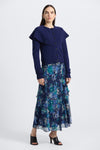 Orla Floral Tapestry Print Skirt-Navy/Jade/Ecru