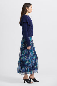 Orla Floral Tapestry Print Skirt-Navy/Jade/Ecru