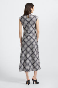 Adelita Satin Dress - Black/Shark/Ecru