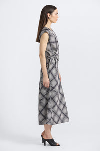 Adelita Satin Dress - Black/Shark/Ecru