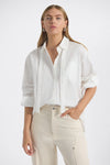 Edeline Button Up Shirt with Neck Tie - White