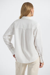 Edeline Button Up Shirt with Neck Tie - White