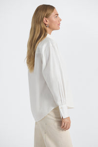 Edeline Button Up Shirt with Neck Tie - White