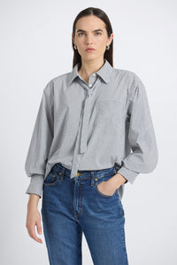Edeline Striped Poplin Shirt - Grey/White