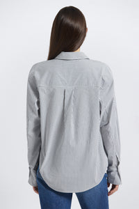 Edeline Striped Poplin Shirt - Grey/White