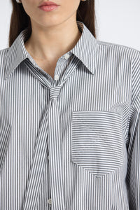 Edeline Striped Poplin Shirt - Grey/White