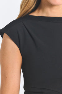 Luelle Crepe Knit Assymetric Top - Black