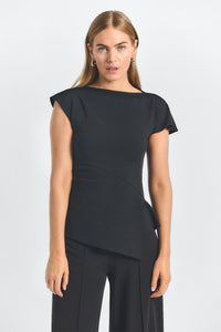 Luelle Crepe Knit Assymetric Top - Black