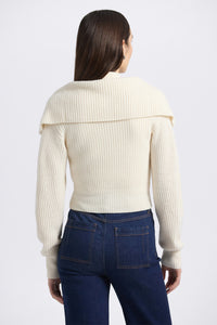 Jayne Layered Zip Front Sweater-Ivory