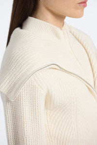 Jayne Layered Zip Front Sweater-Ivory