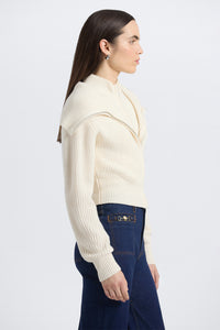 Jayne Layered Zip Front Sweater-Ivory