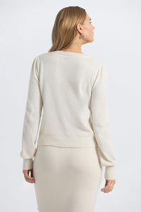 Peninia Cashmere Blend V-Neck Sweater -Snow White