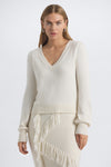 Peninia Cashmere Blend V-Neck Sweater -Snow White