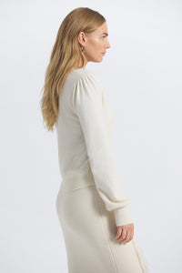 Peninia Cashmere Blend V-Neck Sweater -Snow White